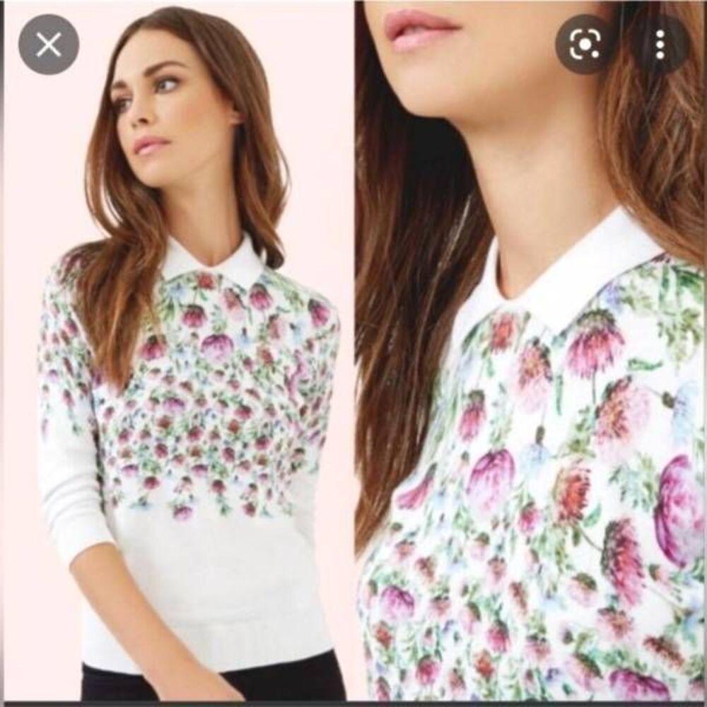 Ted Baker 'Karn' Thistle Print Cotton Sweater Sz 1 (US 4)